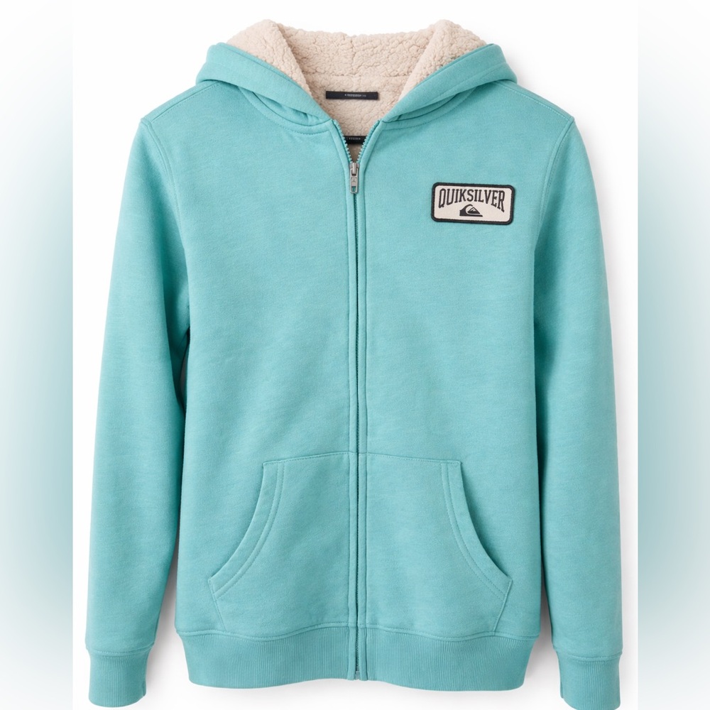 Quiksilver Kids Teal Sherpa-Lined Zip Hoodie